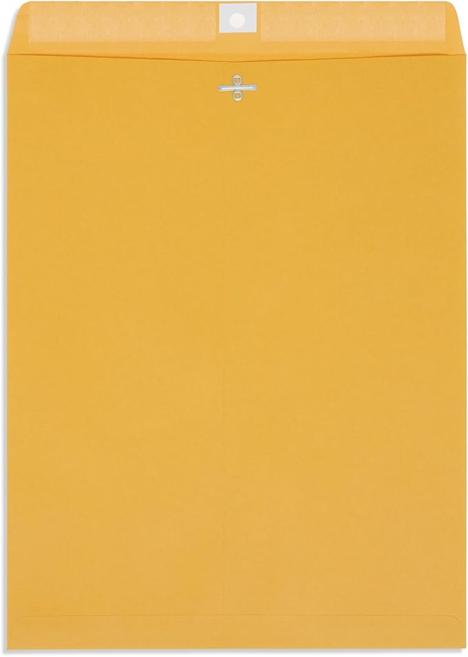 Blue Summit Clasp Envelopes, 12 x 15.5-Inch, Thick 28lb Kraft Paper, Clasp with Gummed Seal, 100 Envelopes