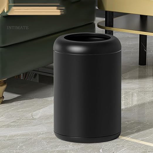 Black Metal Trash can,10L/2.6GAL,Open Top Wastebasket Bin,Garbage Can for Bathroom,Living Room,Office,Kitchen,Bedroom,Hotel (Black)