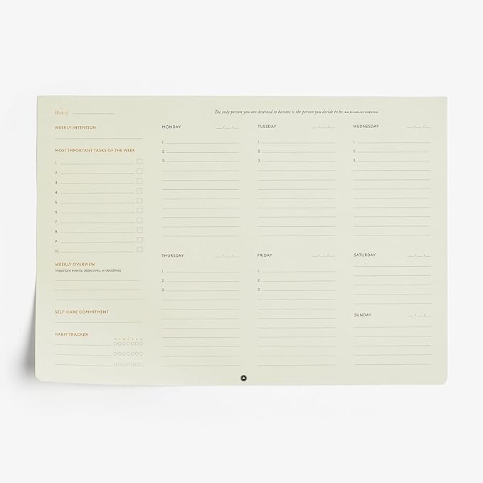 Intelligent Change - Weekly Desk Pad, 1-Year Productivity Planner, Tear-Out Deskpad for to-Do List, Productivity Tools for Time Management and Mindfulness, A4 Size, Black