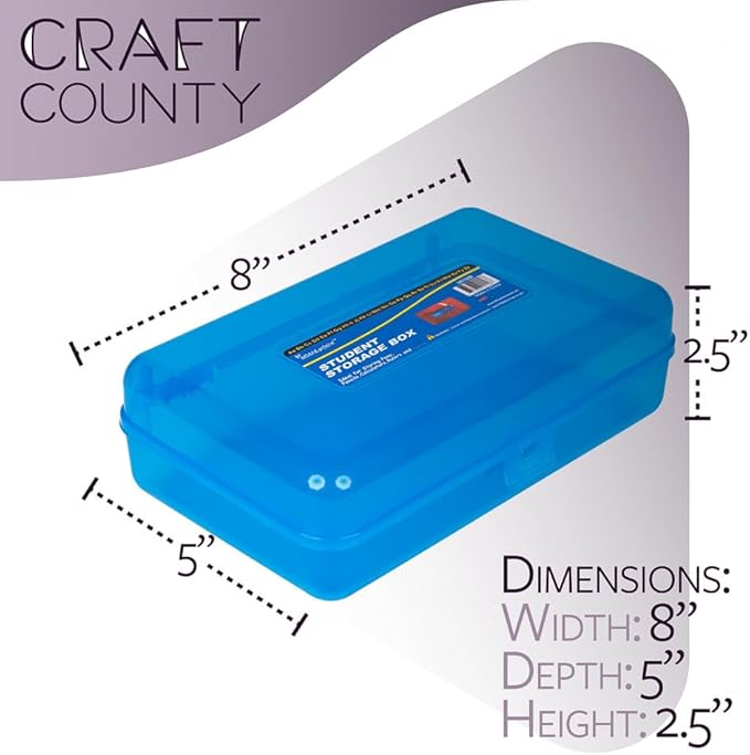 Craft County | Transparent Pencil Box | Colored Utility Box Storage Office Supplies Organizer | Orange