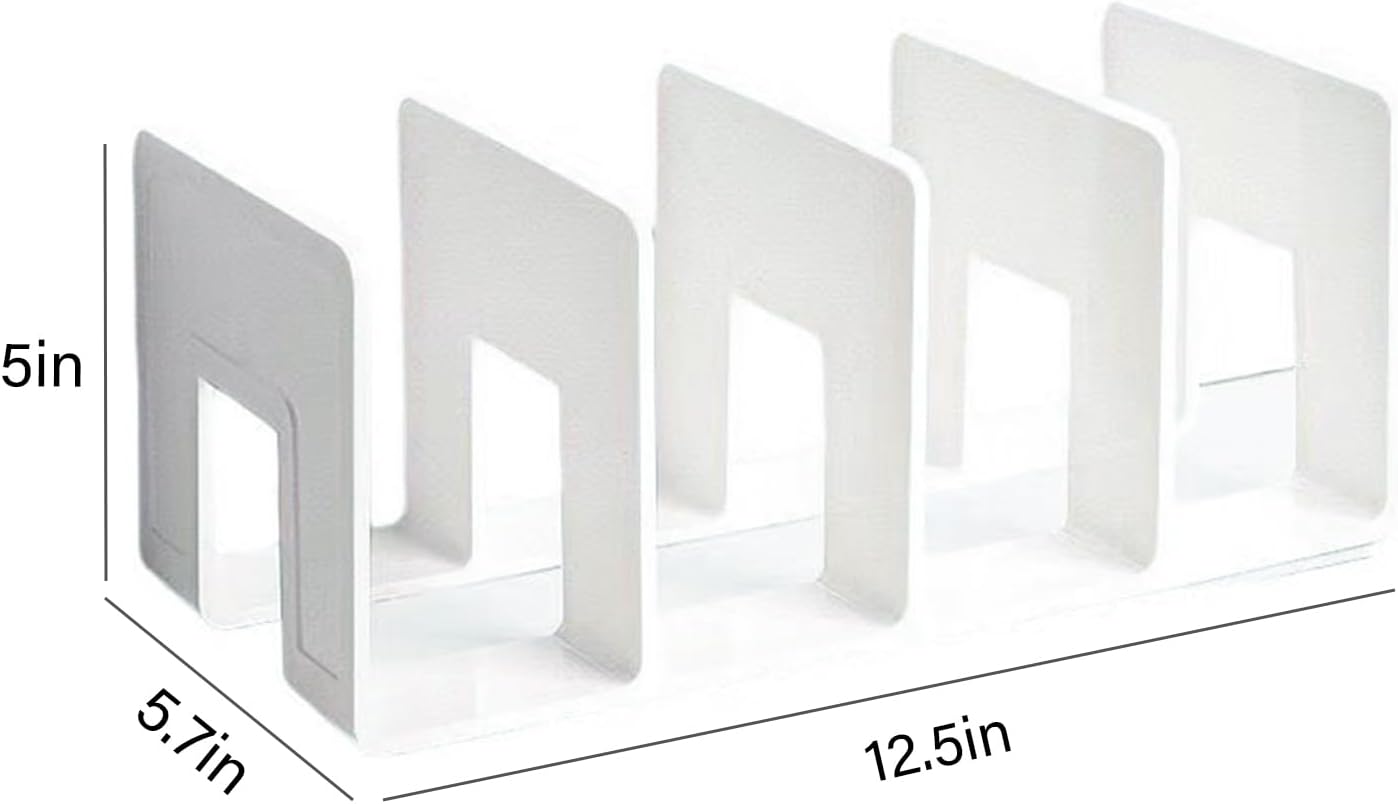 2PCS Acrylic File Organizer for Desk, Desktop Document/Mail Organizer, 4 Compartments Plastics Invisible Bookshelf Floating (12.5" x 5.7" x 5", White)
