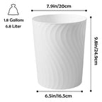 YGJT Small Trash Can, 3 Pack 1.8 Gallons Bathroom Trash Can, Slim Waste Basket, Round Garbage Can, Plastic Trash Bin for Kitchen, Dorm, Bedroom, Office, Living Room, Study, Compact Spaces(White)