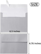 50 Pieces Metallic Color Self Seal Envelopes for Greeting Cards, Invitations, Postcards (Silver, 4x6)