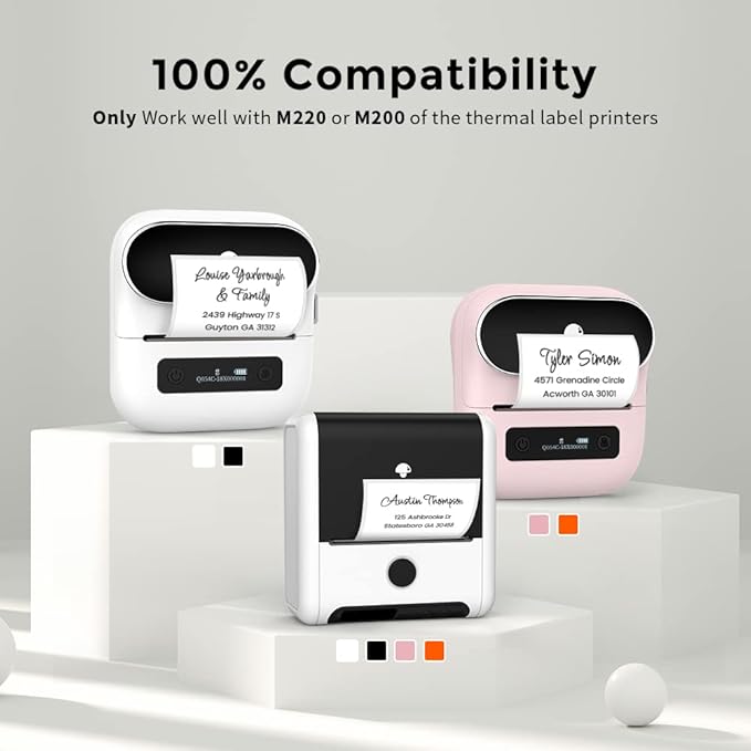 Phomemo 2.35"x 1.57" Thermal Sticker Label 180 Pcs/Roll Compatible with M220,M250,M260,M421,M221,M200 Label Printer, Strong Permanent Adhesive & Perforated, for Customer Mailer, Business Letter, Gift