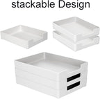 Letter-Size Desk Drawer Organizer, A4 Plastic Paper Tray, Stackable File Holder for Office, School, Home Storage (White)