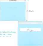 Joyberg 50 Pack Blue 5x7 Envelopes - Self Seal for Weddings, Invitations, Photos & Greeting Cards