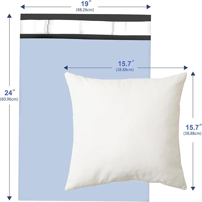 Large Poly Mailers 19x24 Inch 100 Pack, Shipping Bags for Clothing with Self-Sealing Tear-Resistant, Waterproof Poly Bags, Mailing Envelopes for Small Business (Light Blue)