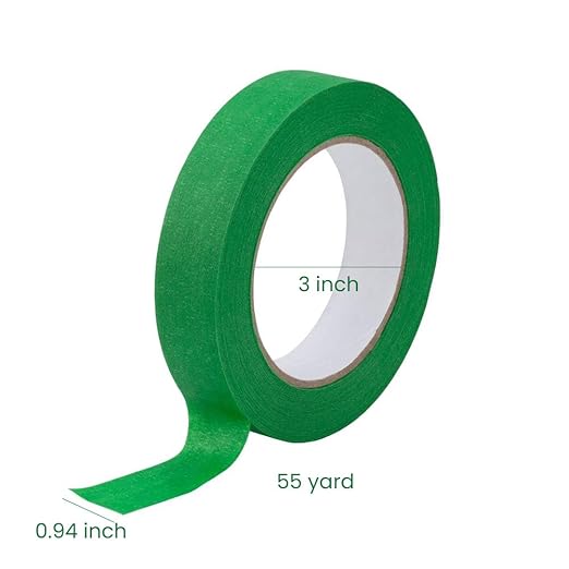 Lichamp 10 Pack Green Painters Tape 1 inch, Medium Adhesive Green Masking Tape Bulk Multi Pack, 1 inch x 55 Yards x 10 Rolls (550 Total Yards)