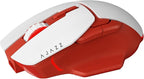 AJ039 2.4G Wireless/ Bluetooth 5.1/ Wired Gaming Mouse, 96g Lightweight, 4800 DPI, Ergonomic LED Backlit USB Gamer Mice Computer Laptop PC, for Windows Mac Linux OS, Red and White