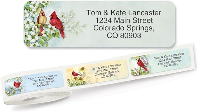 Colorful Images Year of Remembrance Rolled Personalized Return Address Mailing Labels with Dispenser, 5 Designs, Set of 250, Small ¾ x 2½ Inch Size, Custom Self-Adhesive Sticker Roll