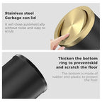 4GAL Bathroom Trash Can with Lid, Small Trash Can with Bronze lid,Black and Gold Waste Basket for Bathroom,Kitchen，Living Room,Hotel,Office (Black)