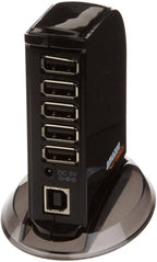 Amazon Basics 7 Port USB 2.0 Hub Tower with 5V/4A Power Adapter, Black