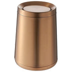 10 L/2.6Gallen,Swing Lid Gold Brass Trash Can,Brushed Nickel Garbage Can Bathroom with Flipping Lid,for Bathroom, Living Room,Bedroom,Hotel (Rose Gold)