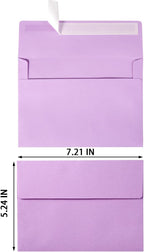 Wishop 100 Pack Light Purple A7 Envelopes Self-Adhesive 5x7 Envelopes for Invitations, 5x7 Greeting Cards (Light Purple, 5.24 x 7.21 Inches)