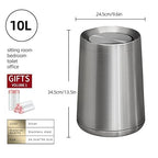 2.6Gallen Brushed Nickel Bathroom Trash Can with Lid, Stainless Steel Garbage Can with Flipping Lid,for Bathroom, Kitchen,Living Room,Bedroom,Hotel (Silver)