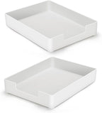 Letter-Size Tray Desk Letter Tray Paper Tray, Sturdy Heavy-Duty Plastic Printer Paper Tray, Single-Tier Stackable File Storage Organizer for Office Home (2, White)