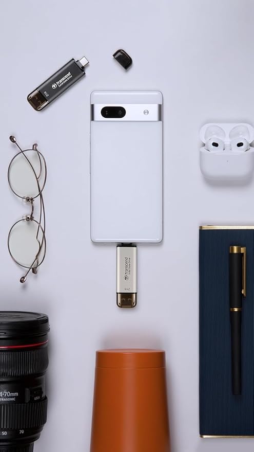 Transcend 128GB External SSD, Up to 1,050MB/s, Dual USB Flash Drive for iPhone&iPad&Mac, Windows&Android, Tablet&PC, Smart TV, USB 3.2 Gen 2 Thumb Drive Photo Stick, 2-in-1 Type C &Type A Memory Stick