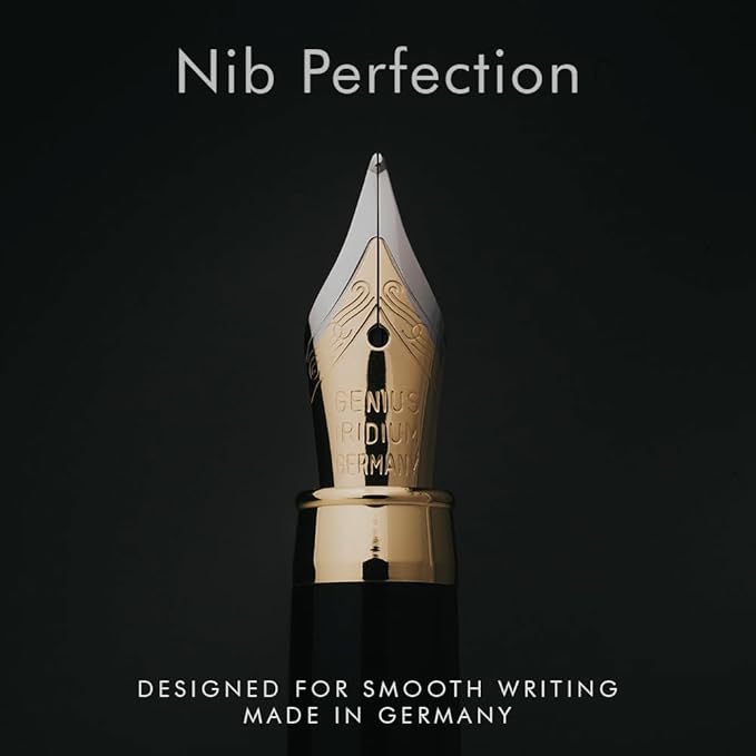 Wordsworth & Black Fountain Pen Set, Luxury Bamboo Wood - Medium Nib, Gift Case; Includes 6 Ink Cartridges, Ink Refill Converter -Journaling, Calligraphy, Drawing, Smooth Writing [Brown Wood]