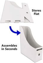 HUAPRINT White Magazine Holder(6 Pack) Cardboard Magazine File Holder-Folder Holder,Magazine Organizer,Document Organizer,Magazine Storage Box,With Labels