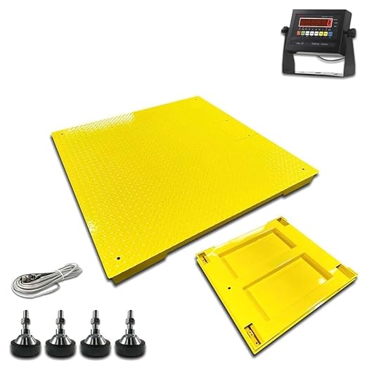 Liberty LS-800-4X5 NTEP Certified (Legal for Trade) Industrial Floor Scale | 48" x 60" | Capacity of 2,500 lbs x 0.5 lb + Yellow