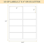FungLam 2x4 Shipping Address Labels for Laser & Inkjet Printers, 300 Printable White Sticker Labels, 10 per Page Mailing Labels, Permanent Adhesive (30 Sheets, 300 Labels)
