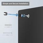 Large Black Glass Dry Erase Board, 96 x 48 Inches Magnetic Glass whiteboard,8' x 4' Frameless Blackboard for Office, Home, School