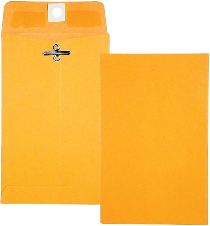Quality Park 4 x 6-3/8 Clasp Envelopes, Clasp and Gummed Closures for Storing or Mailing, 28 lb Kraft, 100 per Box (QUA37815)