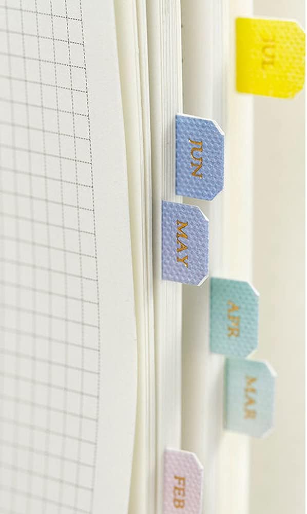 10 Sheets Monthly Adhesive Index Tabs Colorful Monthly Separator Tabs for Office Study Planners Organizations (Summer)