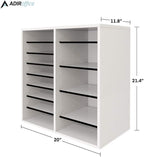 AdirOffice Wooden Adjustable organizerserature Organizer, 16 Compartment Office Mailbox, or Classroom Literature Organizer, White