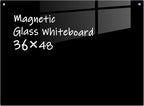 Glass Magnetic Black Board - 48 x36 Inches Frameless Dry Erase Blackboard for Wall, Wall Mounted Glass Board, Writing Board for Office, Meetings and Schools
