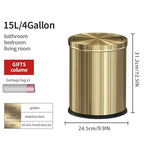15L/4GAL Gold Bathroom Trash Can, Small Waste Basket with Flipping Lid,Modern Trash can, Golden Trash Can for Bathroom,Kitchen，Living Room,Hotel,Office(Singer Gold)