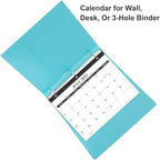 Calendar 2025-2026 for 3 Ring Binder - Wall Calendar from July 2025 - December 2026, 18 Months Calendar with Premium Paper, 3-Hole Calendar/Planner 2025-2026, 8.5" x 11", Black