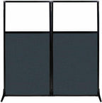 Versare Workstation Partition | Portable Wall Divider | Modern Office Cubicle | Free Standing Privacy Screen | Flexible Work Space | 66" x 70" W/Window, Blue Spruce Fabric Panels