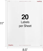 Staples® White Inkjet/Laser Address Labels 1" X 4", 5,000/Box