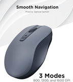 Lenovo Bluetooth Silent Mouse (WL300) - 5 Button Computer Mouse with Silent Left & Right Click – Sculpted Grip, Microsoft Swift Pair, Up to 1600 DPI (Grey)