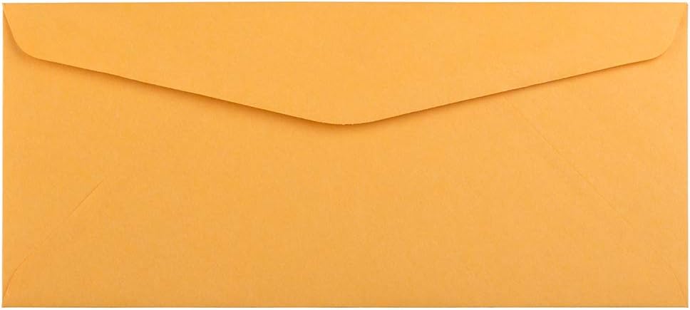 JAM PAPER #10 Business Commercial Envelopes - 4 1/8 x 9 1/2 - Brown Kraft Manila - Bulk 500/Box