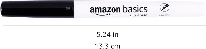 Amazon Basics Low Odor Ultra Fine Tip Dry Erase White Board Markers, Assorted Colors, 12-Pack