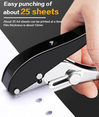 5/16 inch-8mm Heavy Duty Hole Puncher Round Single Hole Punch Badge Hole Punch Paper Punch Portable Hand Held Long Hole Puncher for Craft Paper Plastic Cardboard Business Card Photos-Black