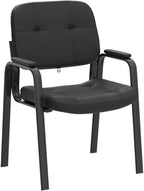 CLATINA Waiting Room Guest Chair with Bonded Leather Padded Arm Rest for Office Reception and Conference Desk Black 2 Pack