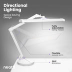 Neatfi 3,500 Lumens Ultra Task Lamp, 26 Inches Metal Lamp, Dimmable, 45W, 270 Pcs SMD LEDs, Desk Light for Home, Office (Non-CCT with Base, White)