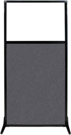 Versare Office Workstation Screen | Portable Wall Divider | Modern Cubicle | Freestanding Privacy Screen | Flexible Work Space | 1 Panel | 33" Wide x 70" Tall Dark Gray SoundSorb Panels with Window