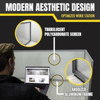 OBEX Polycarbonate Office Desk Mounted Privacy Screen Adjustable Table Top Panel Divider, Universal Aluminum Bracket-USA Made, 18" x 66", Translucent