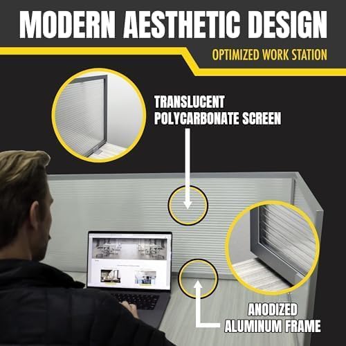 OBEX Polycarbonate Office Desk Mounted Privacy Screen Adjustable Table Top Panel Divider, Universal Aluminum Bracket-USA Made, 18" x 66", Translucent
