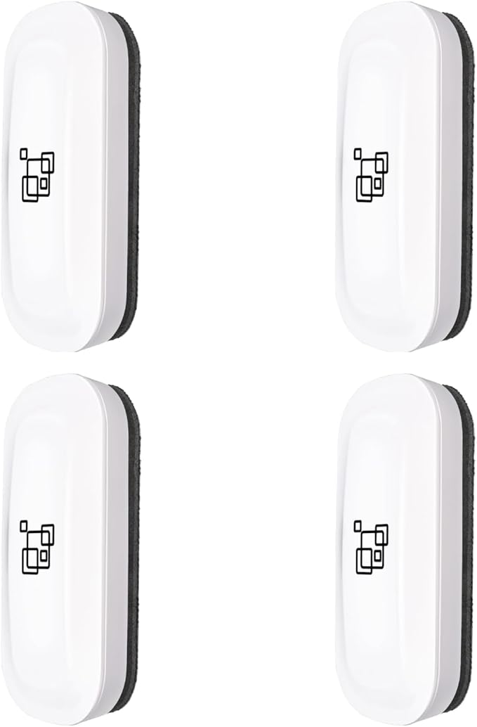 maxtek Magnetic Dry Erase Eraser, Glass Board Erasers, 4 Pack, Whiteboard Eraser for Dry Erase Board, Glass Board, Calendar Board, Office and School Supplies (Pure White)