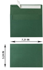 Wishop 100 Pack Dark Green A7 Envelopes Self-Adhesive 5x7 Envelopes for Invitations, 5x7 Greeting Cards