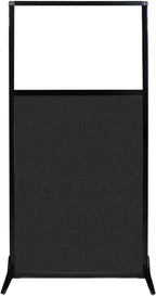 Versare Office Workstation Screen | Portable Wall Divider | Modern Cubicle | Freestanding Privacy Screen | Flexible Work Space | 1 Panel | 33" Wide x 70" Tall Black SoundSorb Panels with Window