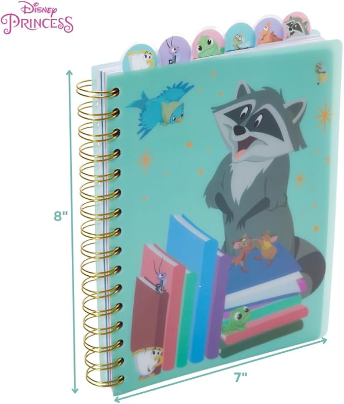 Innovative Designs Disney Princess Journal Notebook, Spiral Bound, 144 Lined Pages, 8 x 7 inches, Light Green, Disney Princess Movie Characters