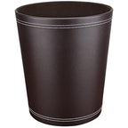 Pu Leather Trash Can for Bedroom, 2.6 Gallon Wastebasket for Office, Small Bathroom Garbage Cans for Home Decorative, Round Waste Basket Bin for Dorm Kitchen Brown