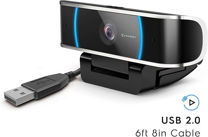 Amcrest 5-Megapixel Webcam with Microphone, Web Cam USB Camera, Computer HD Streaming Webcam for PC Desktop & Laptop w/Mic, Wide Angle Lens & Large Sensor for Superior Low Light (AWC5100)