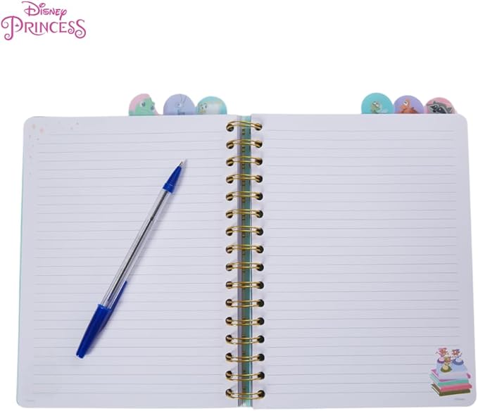 Innovative Designs Disney Princess Journal Notebook, Spiral Bound, 144 Lined Pages, 8 x 7 inches, Light Green, Disney Princess Movie Characters